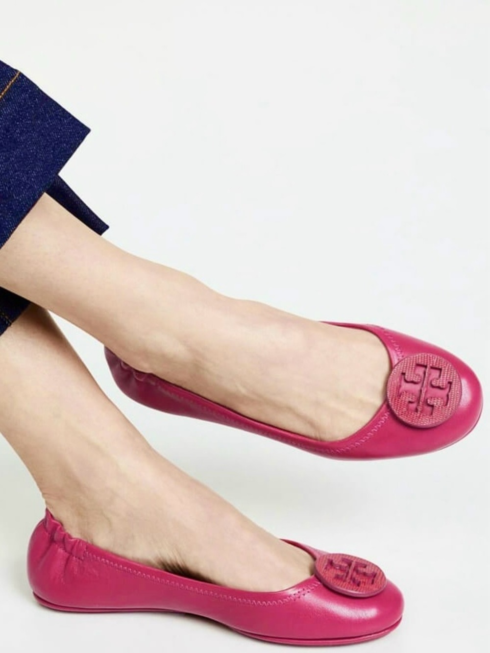 Tory Burch | Pink Leather Minnie Travel Ballet Flats ~ US 7.5